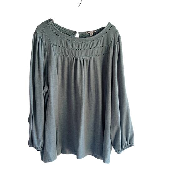 EUC Zac & Rachel Heather Green Size 3X Long Sleeve Smock Top - Picture 1 of 5